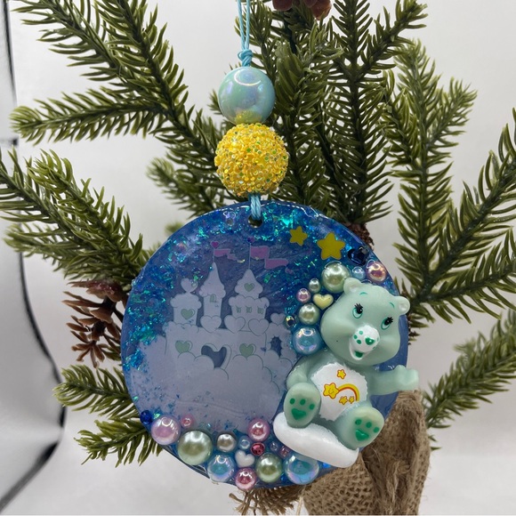 Handmade Care Bear Christmas Ornaments Featuring Care Bears Happy - Picture 2 of 3